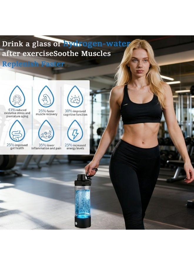 زجاجة ماء هيدروجين، جهاز ماء هيدروجين مُحسّن 2026 - تقنية SPE PEM، إنتاج H₂ في 3 دقائق، مؤين ماء محمول للسفر والمنزل والمكتب للجنسين - Image 5